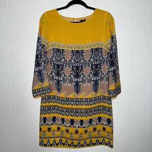 J. Crew Women’s Jules Shift Dress Scroll Print Yellow Size 4